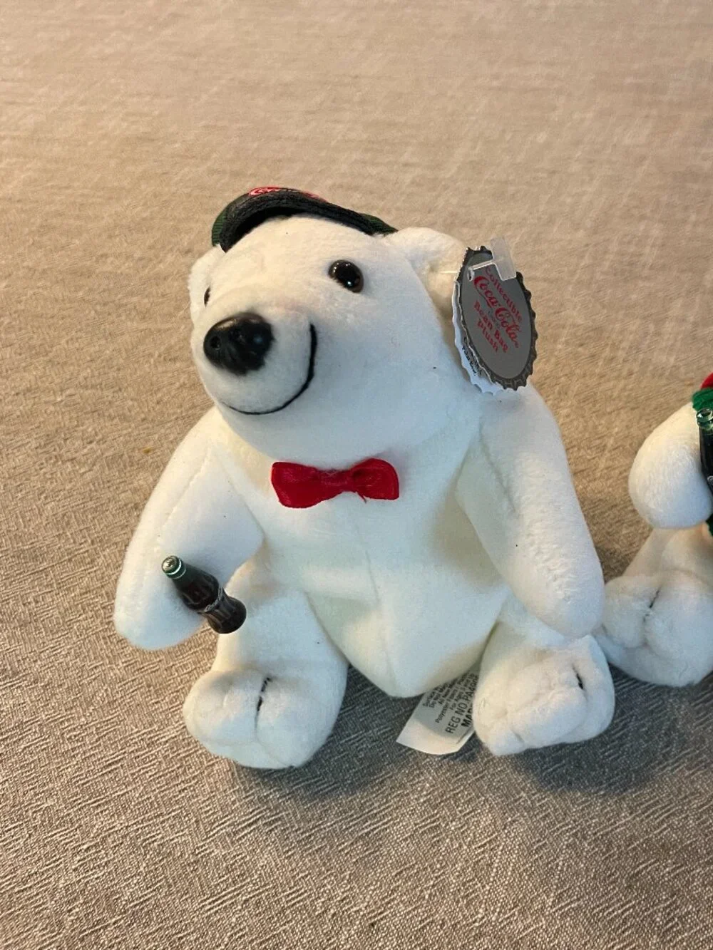 NWT! Vintage Coca-Cola Bear Plush Set of 2 One with Sweater White 1998!